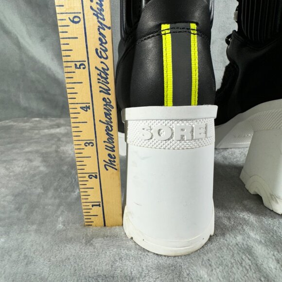 Sorel Womens boots 8.5 Brex Black leather Faux shearling block heel lace-up boot - Picture 14 of 16